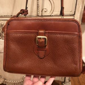 Vintage leather messenger handbag